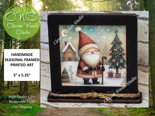 Old Time Santa 9 Framed Art Wood Sign