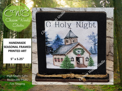 O Holy Night Christmas Framed Art Wood Sign