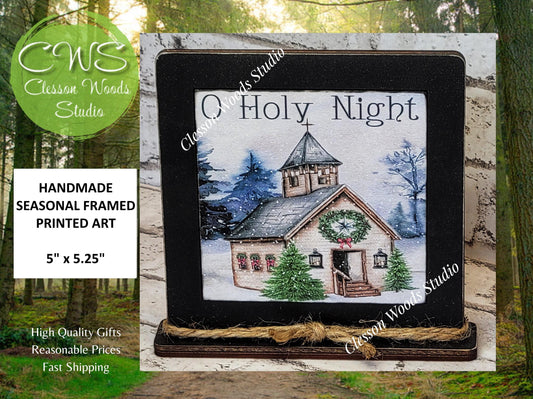 O Holy Night Christmas Framed Art Wood Sign