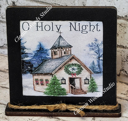 O Holy Night Christmas Framed Art Wood Sign