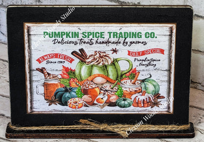 Pumpkin Spice Trading Company Framed Art with Attached Stand