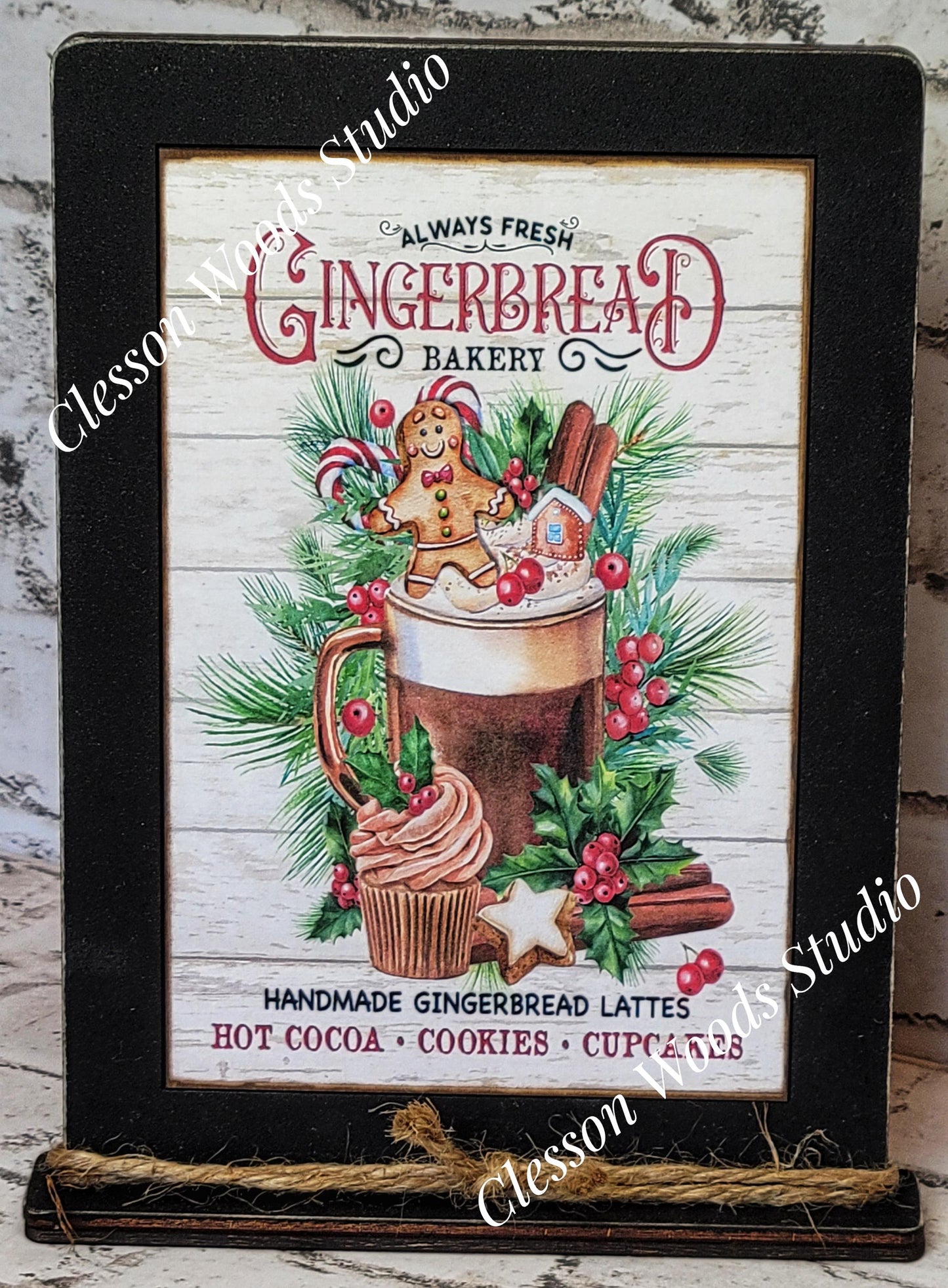 Gingerbread Always Fresh Bakery Framed Art with Attached Stand