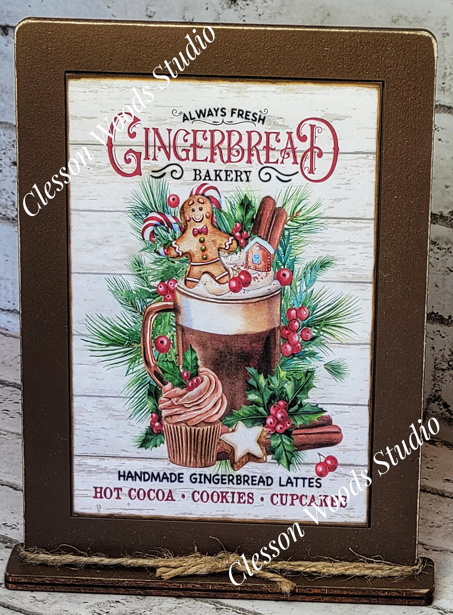 Gingerbread Always Fresh Bakery Framed Art with Attached Stand