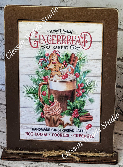 Gingerbread Always Fresh Bakery Framed Art with Attached Stand