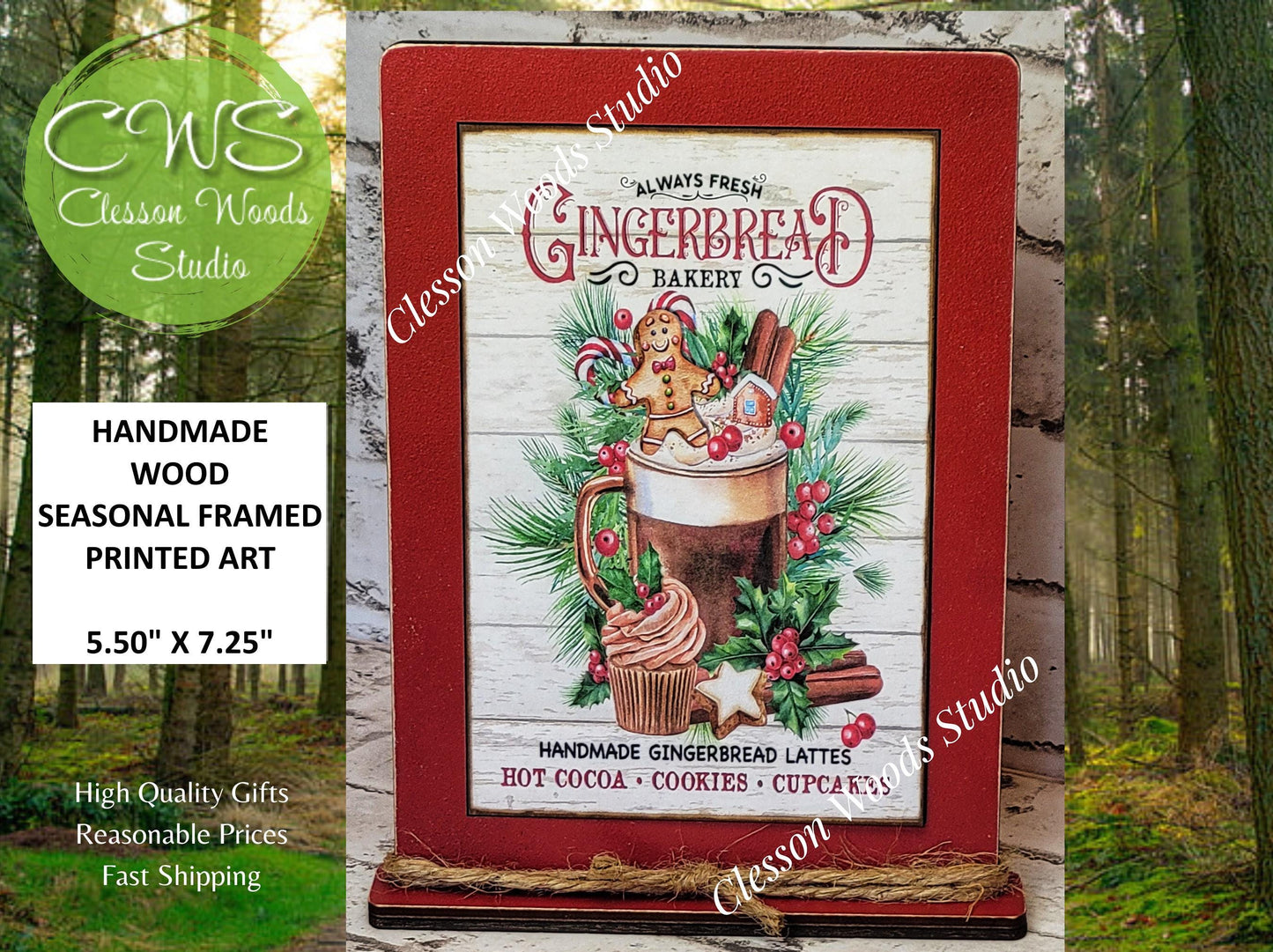 Gingerbread Always Fresh Bakery Framed Art with Attached Stand