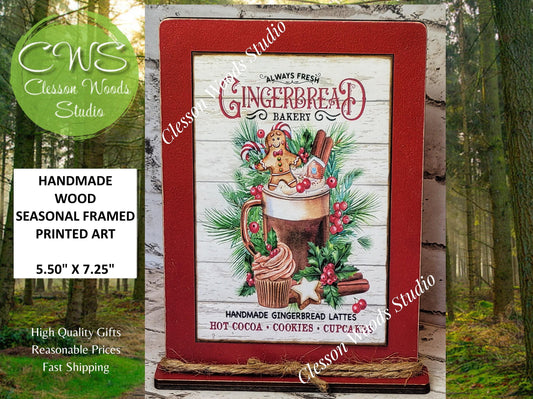 Gingerbread Always Fresh Bakery Framed Art with Attached Stand