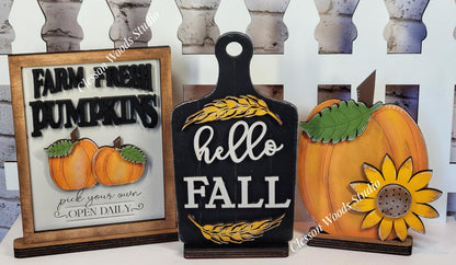 Finished Painted Fall Pumpkin Theme Shelf Sitters