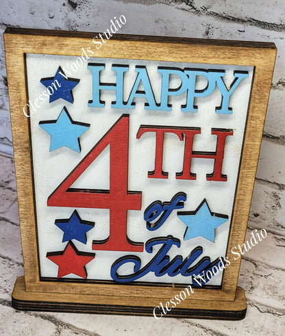 Finished Painted July 4th Shelf Sitters
