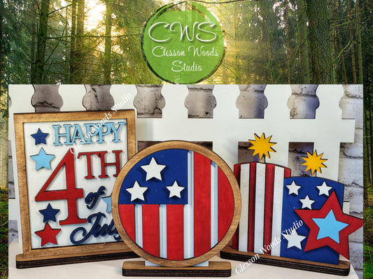 Finished Painted July 4th Shelf Sitters