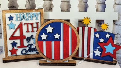 Finished Painted July 4th Shelf Sitters
