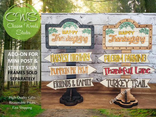 Happy Thanksgiving Add-On for Mini Post & Street Sign Frames (Sold Separately)