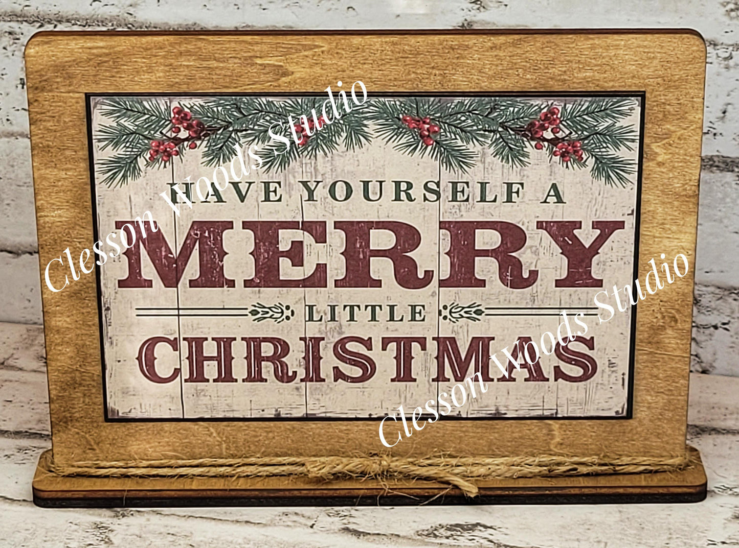 Have Yourself A Merry Little Christmas Winter Framed Art with Attached Stand