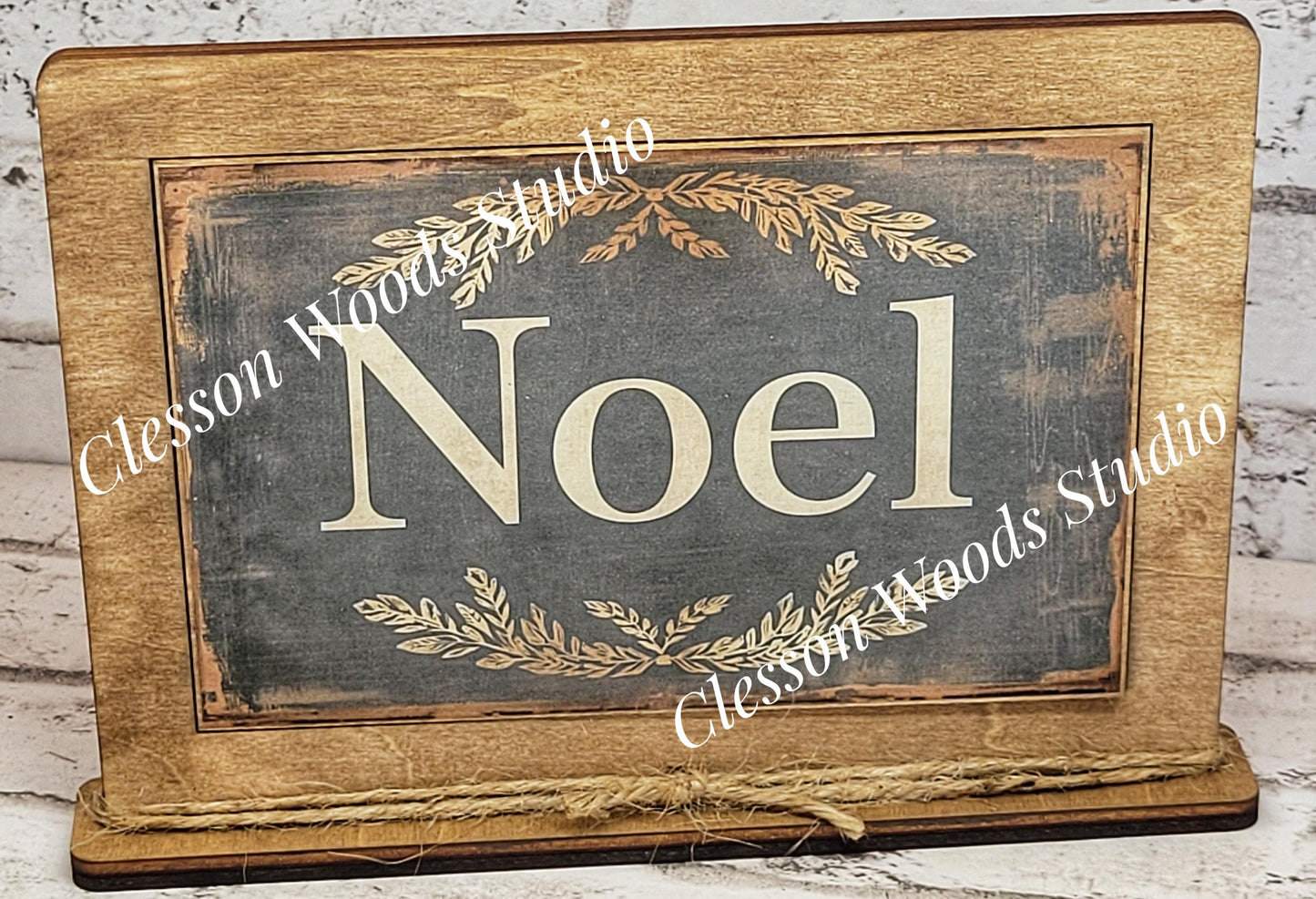 Noel Holiday Winter Framed Art with Attached Stand