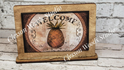 Pineapple Welcome 2 Framed Art with Attached Stand