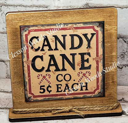 Candy Cane Co Framed Art Wood Sign