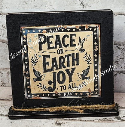 Peace on Earth Joy to All Framed Art Wood Sign