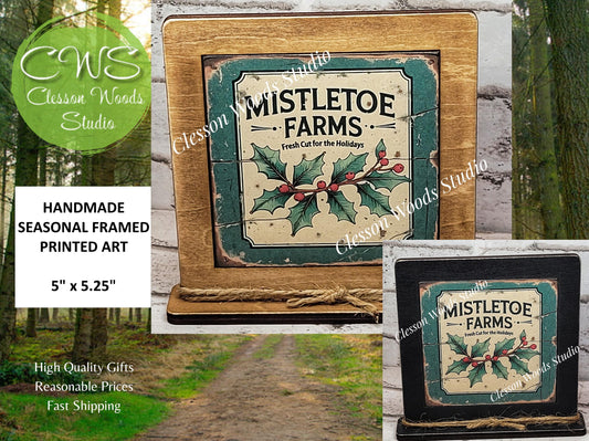 Mistletoe Farms Framed Art Wood Sign