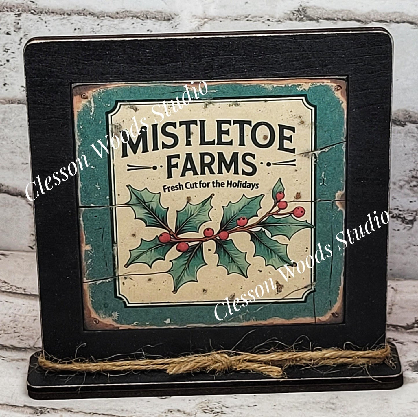 Mistletoe Farms Framed Art Wood Sign