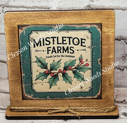 Mistletoe Farms Framed Art Wood Sign