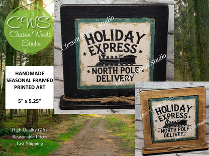 Holiday Express North Pole Delivery Framed Art Wood Sign
