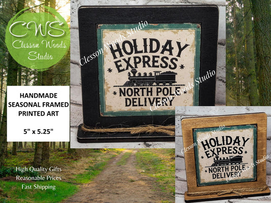 Holiday Express North Pole Delivery Framed Art Wood Sign
