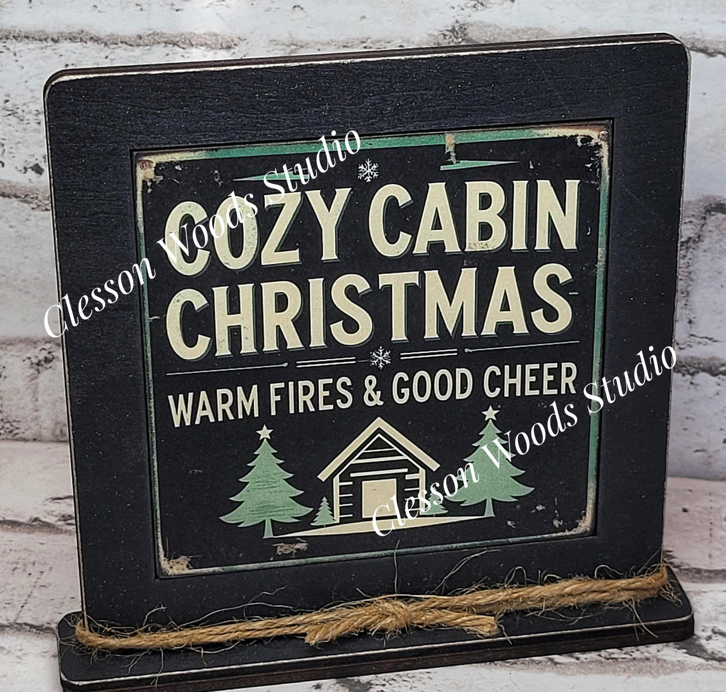 Cozy Cabin Christmas Framed Art Wood Sign