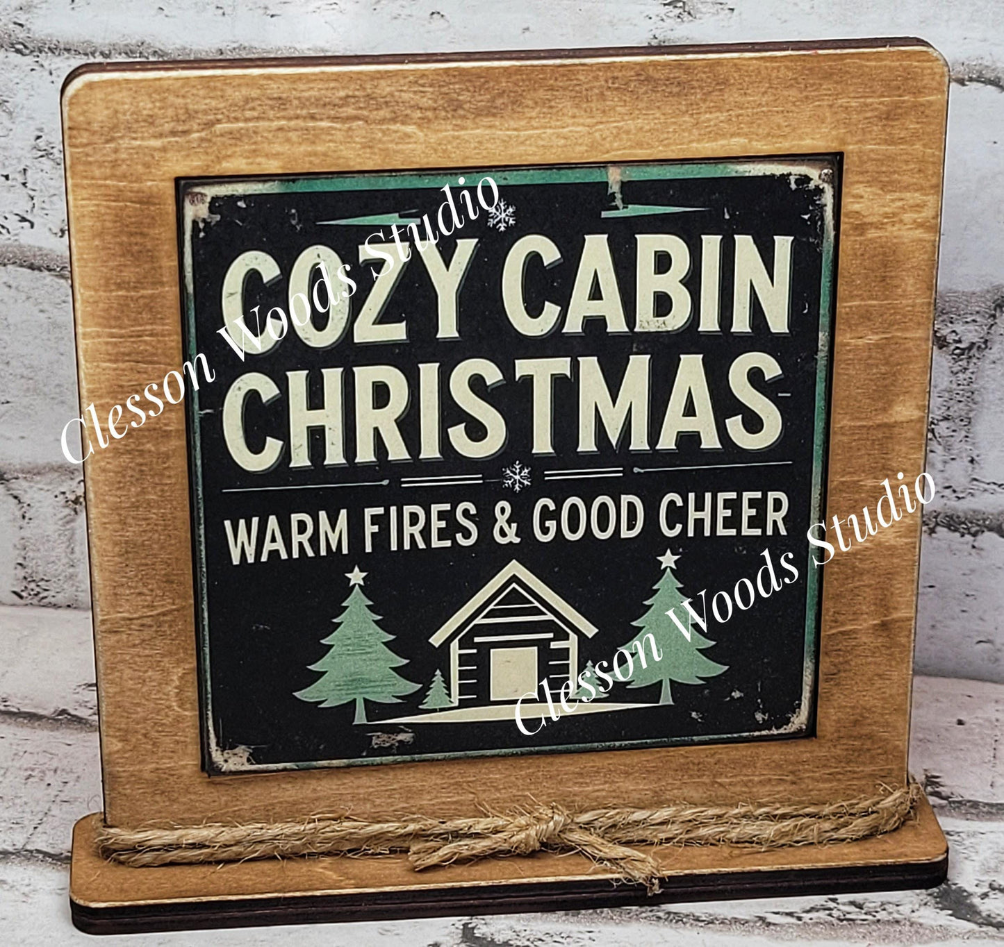 Cozy Cabin Christmas Framed Art Wood Sign