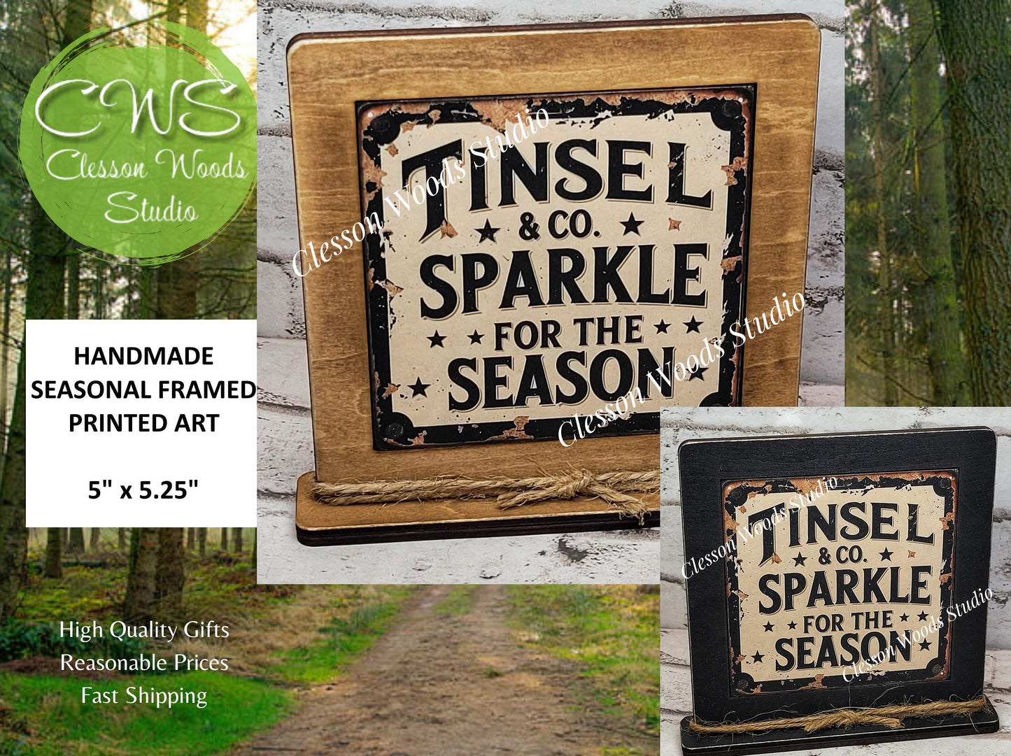 Tinsel & Co Framed Art Wood Sign
