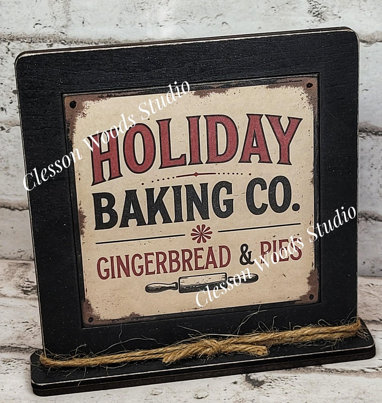 Holiday Baking Co Framed Art Wood Sign