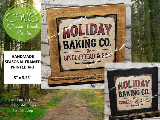 Holiday Baking Co Framed Art Wood Sign