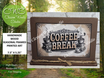 Coffee Break Framed Art with Attached Stand