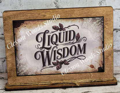 Coffee Liquid Wisdom Framed Art with Attached Stand