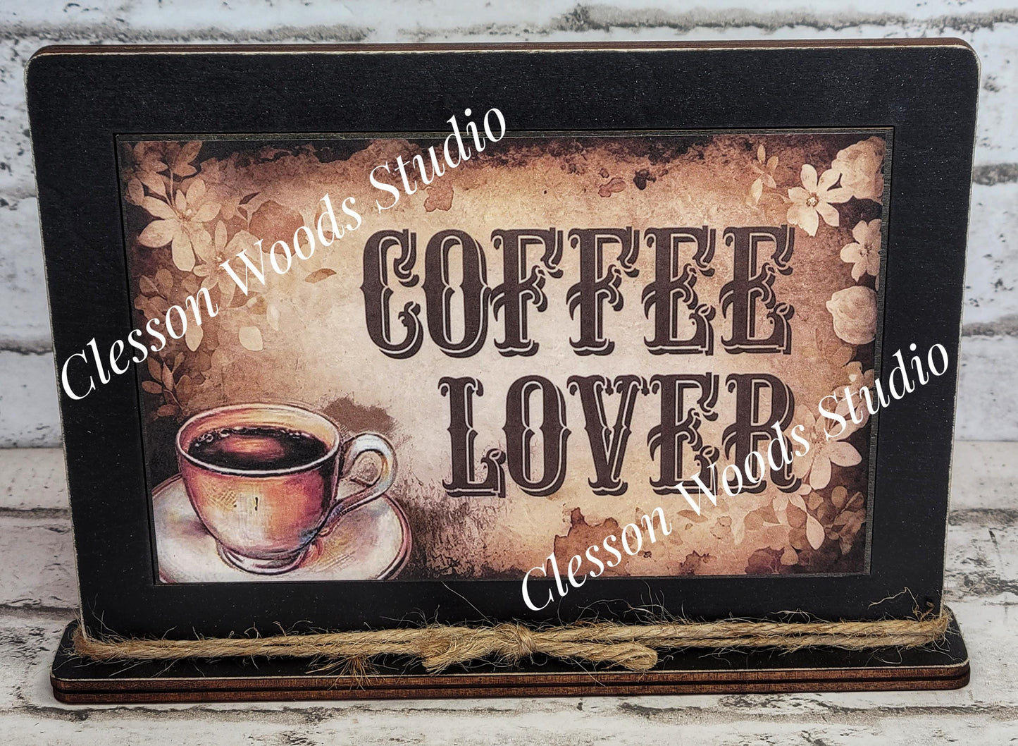 Coffee Lover Framed Art with Attached Stand