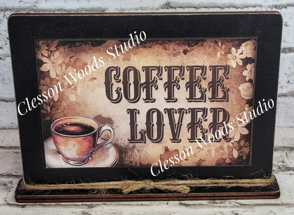 Coffee Lover Framed Art with Attached Stand