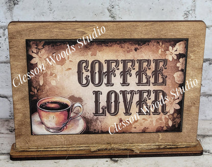 Coffee Lover Framed Art with Attached Stand