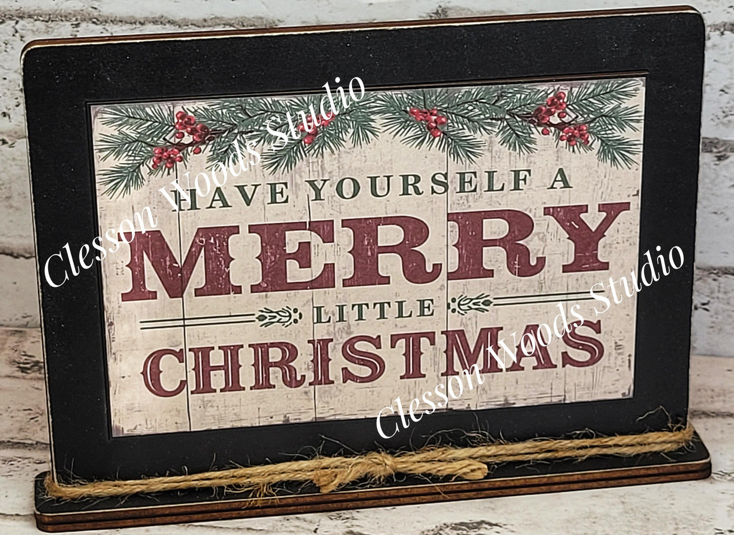 Have Yourself A Merry Little Christmas Winter Framed Art with Attached Stand