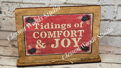 Tidings of Comfort and Joy Christmas Winter Framed Art with Attached Stand
