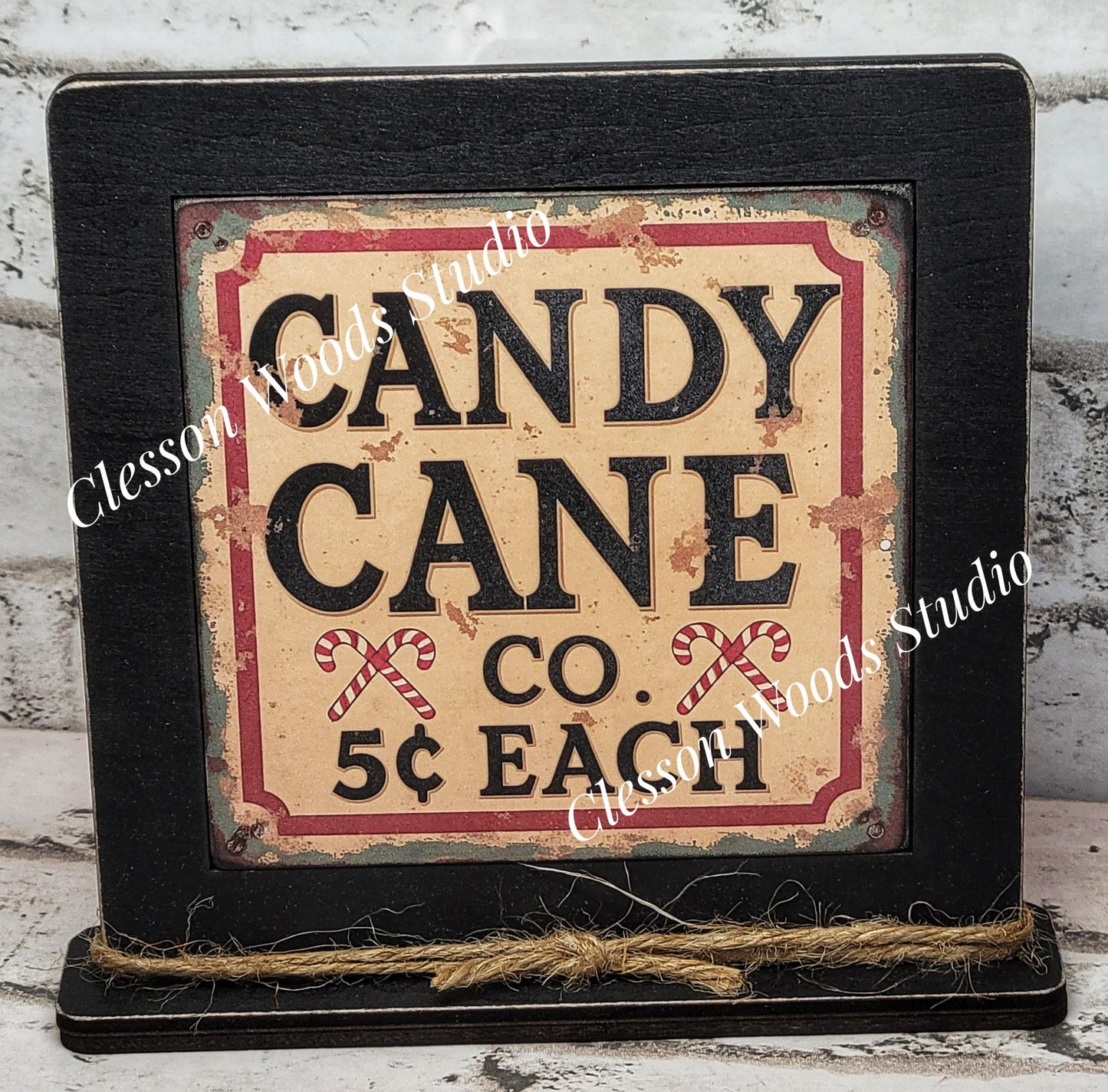 Candy Cane Co Framed Art Wood Sign