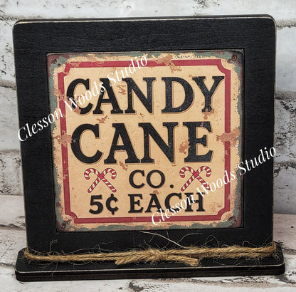 Candy Cane Co Framed Art Wood Sign