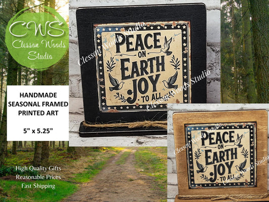 Peace on Earth Joy to All Framed Art Wood Sign