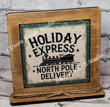 Holiday Express North Pole Delivery Framed Art Wood Sign