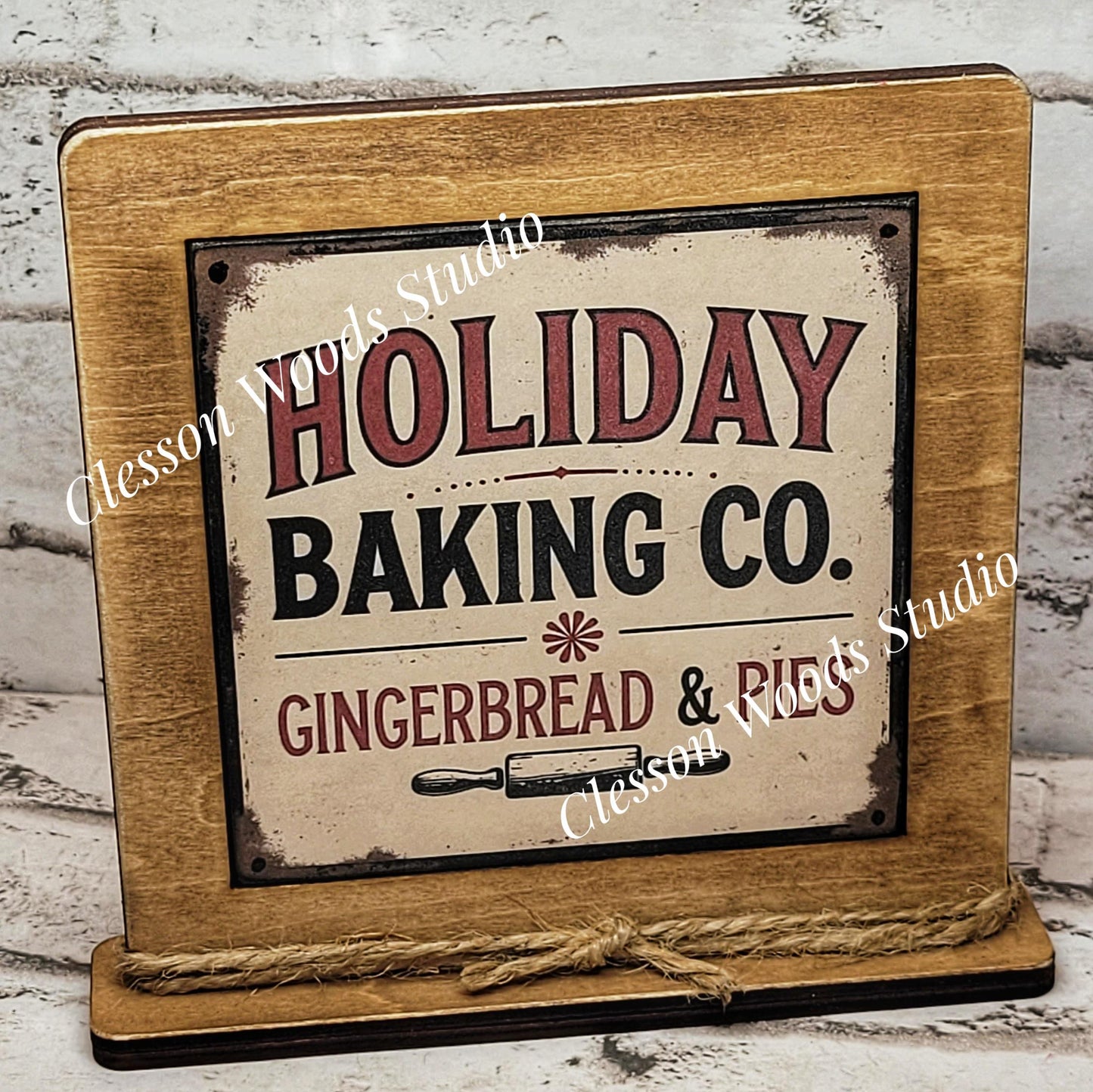 Holiday Baking Co Framed Art Wood Sign
