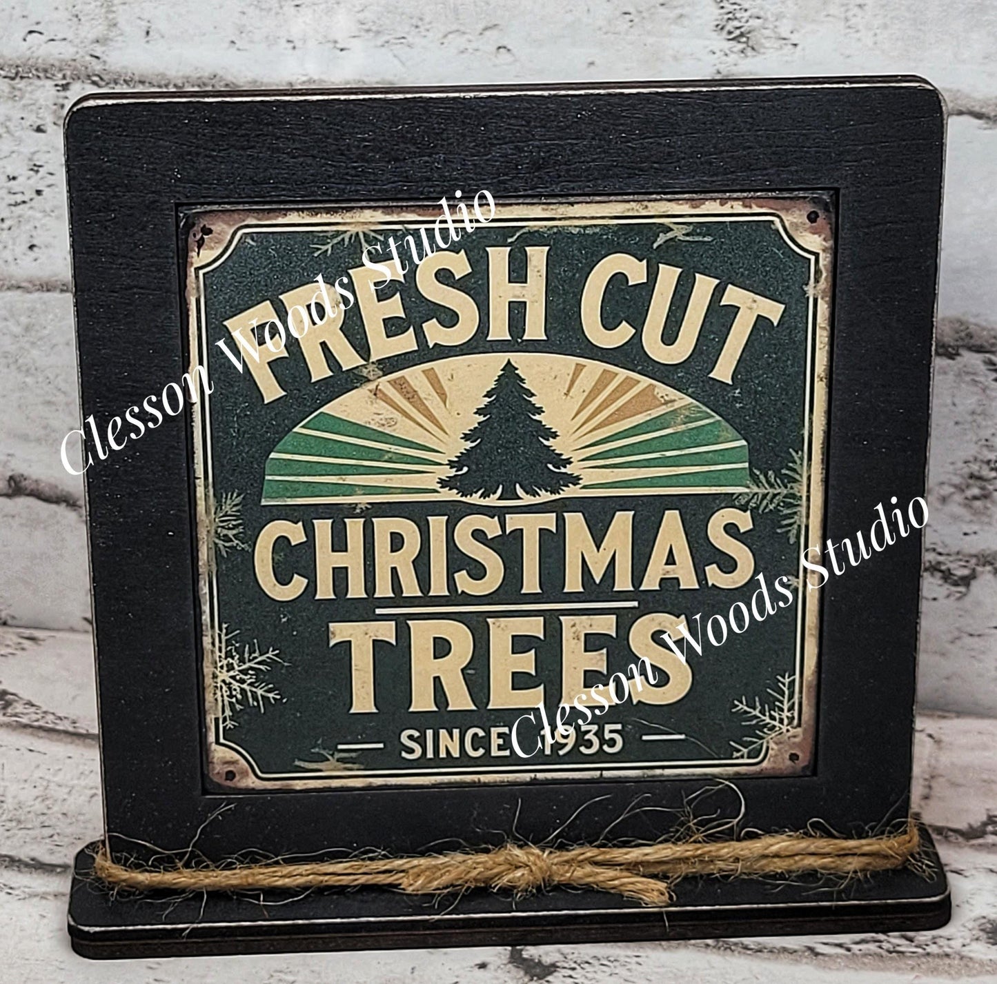 Fresh Cut Christmas Trees Framed Art Wood Sign