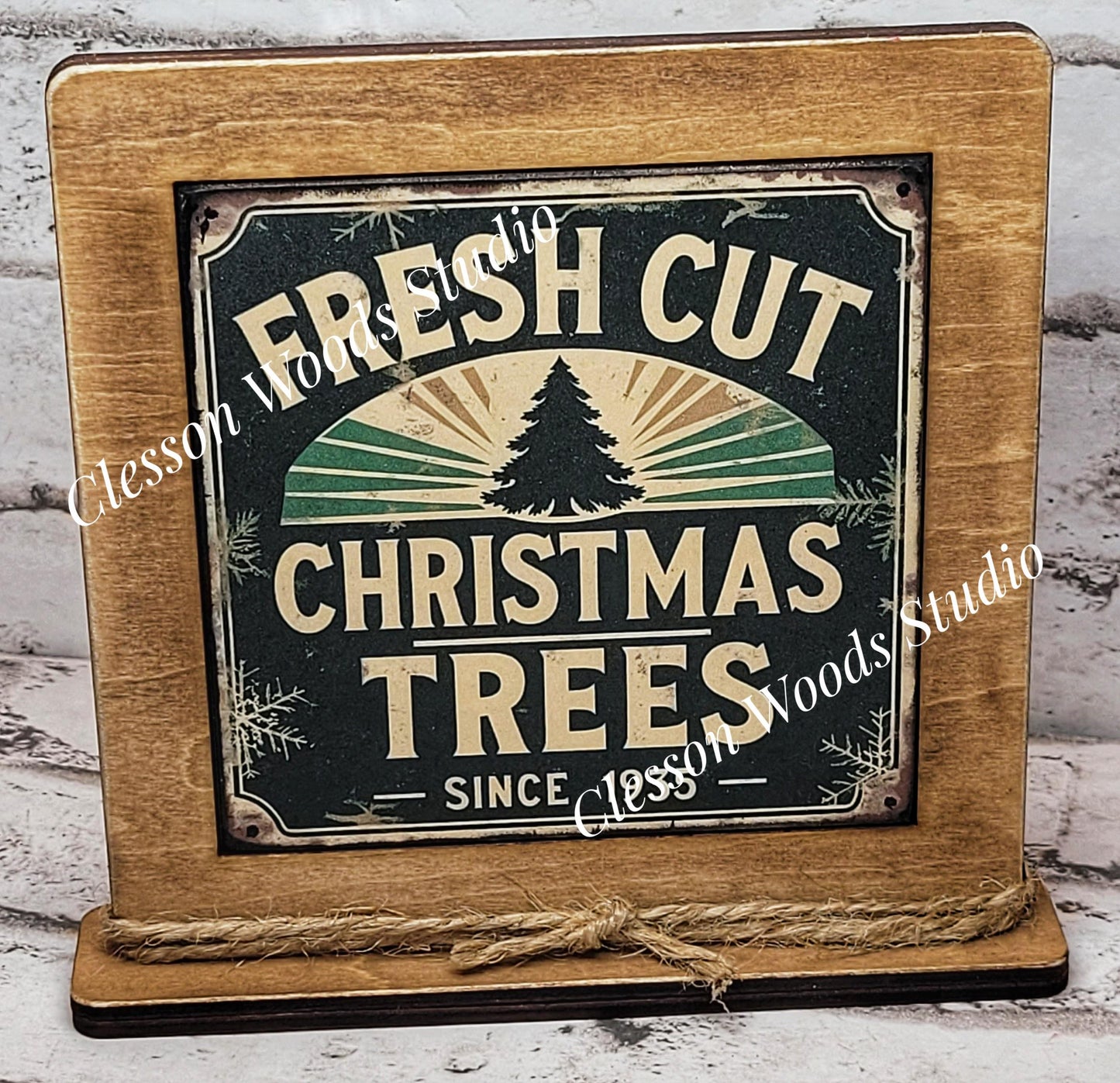 Fresh Cut Christmas Trees Framed Art Wood Sign
