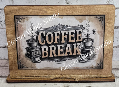 Coffee Break Framed Art with Attached Stand