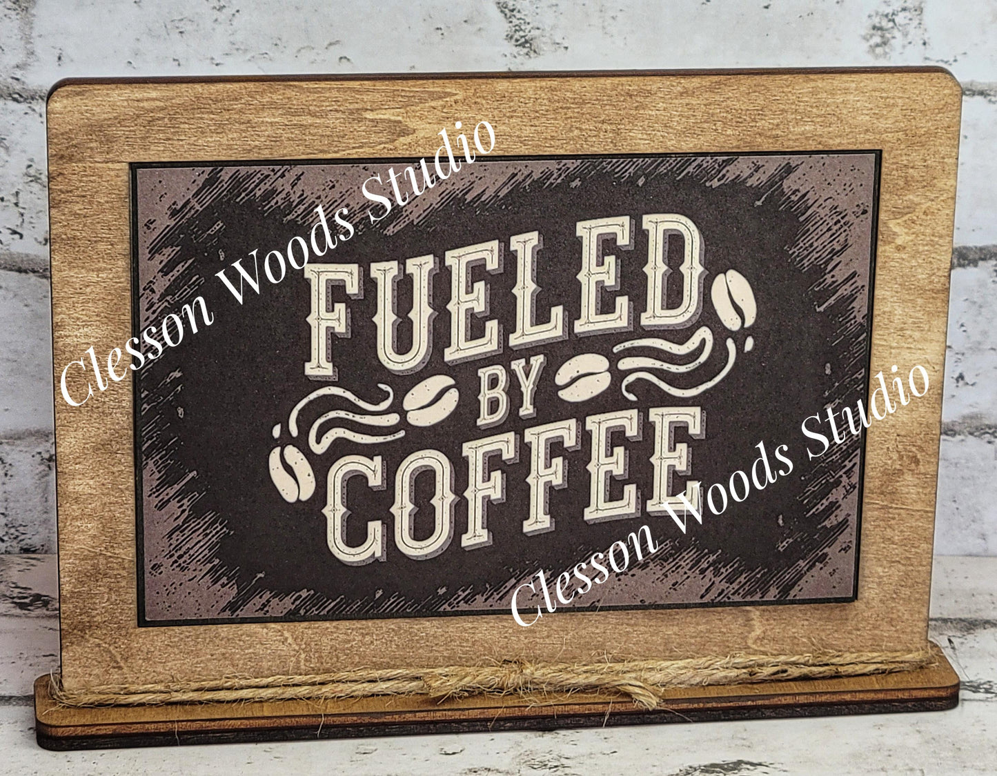 Fueled By Coffee Framed Art with Attached Stand
