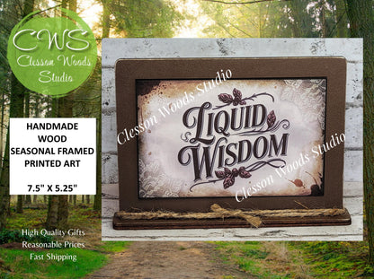 Coffee Liquid Wisdom Framed Art with Attached Stand