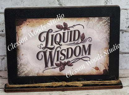 Coffee Liquid Wisdom Framed Art with Attached Stand