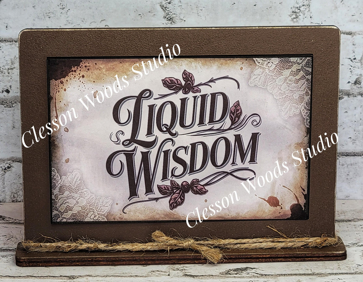 Coffee Liquid Wisdom Framed Art with Attached Stand