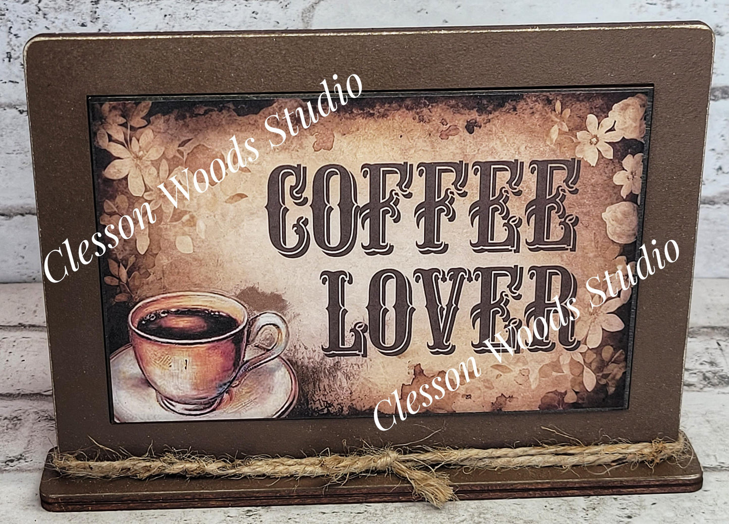 Coffee Lover Framed Art with Attached Stand